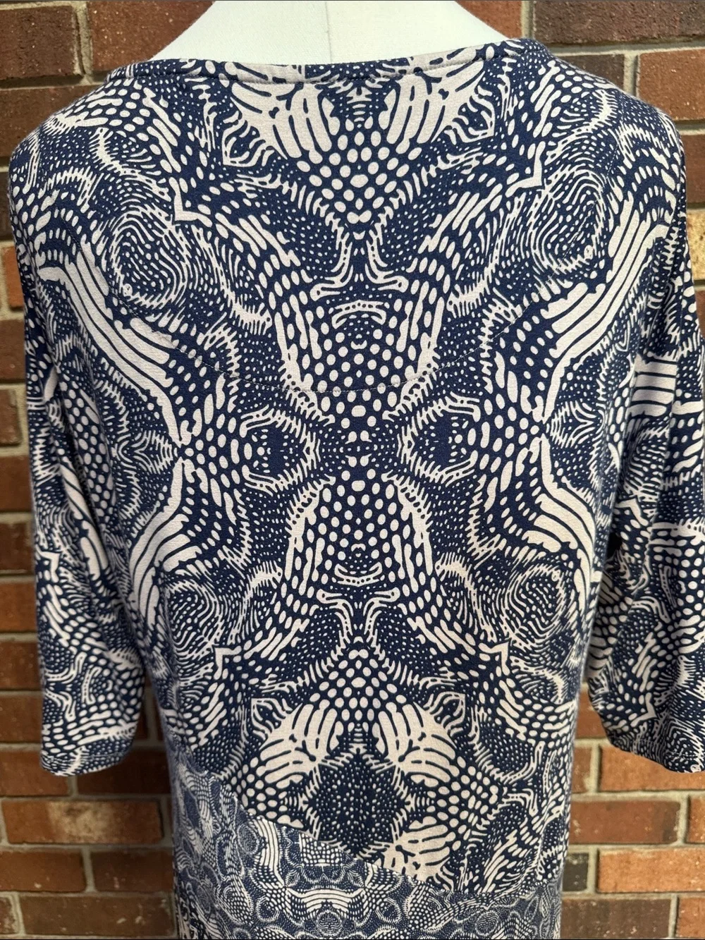 Soft Surroundings Juliette Jersey Navy & Neutral Tile Maxi Dress Size XL - Picture 7 of 11